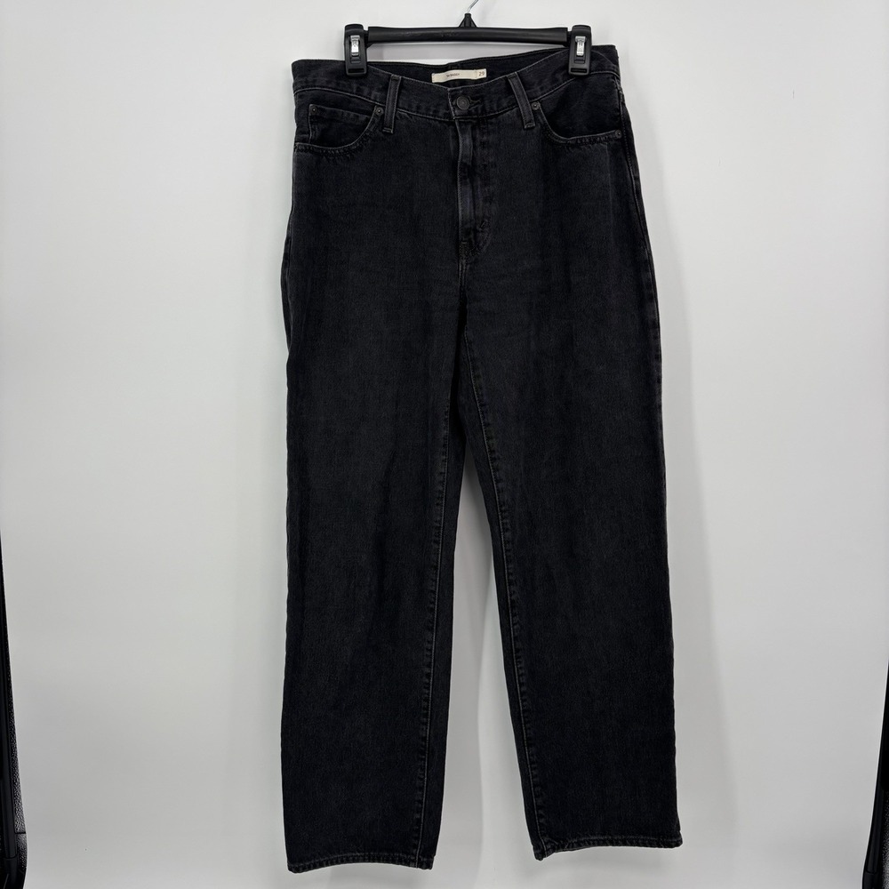 LEVIS '94 Baggy Jeans Midrise Straight Leg Black Stonewash Womens 29
